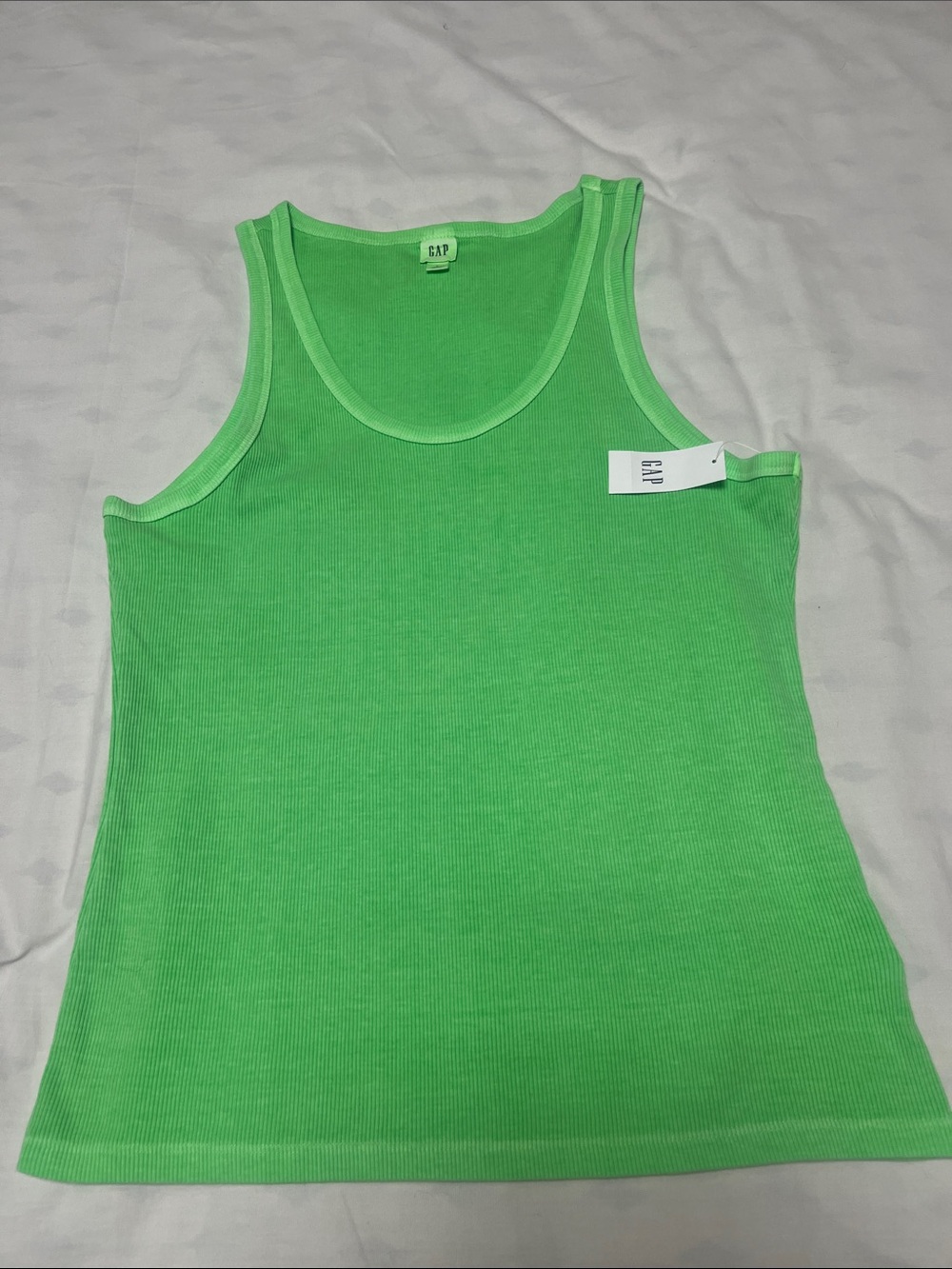 NWT GAP Bright Green Ribbed Tank. Size L